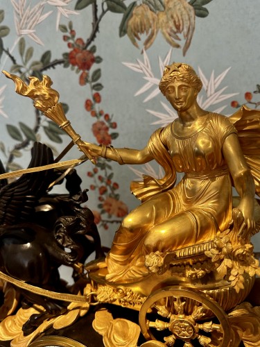 Horlogerie Pendule - Importante pendule de cheminée d’époque Empire