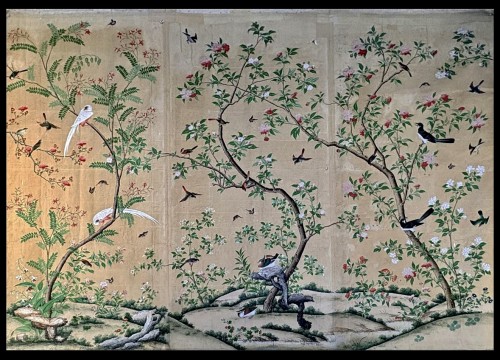 Grand papier peint chinois fin XVIIIe siècle