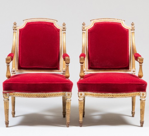 Paire de fauteuils a la Reine d'epoque Louis XVI - Sièges Style Louis XVI