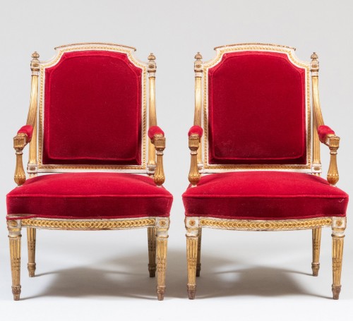 Paire de fauteuils a la Reine d'epoque Louis XVI - Sièges Style Louis XVI
