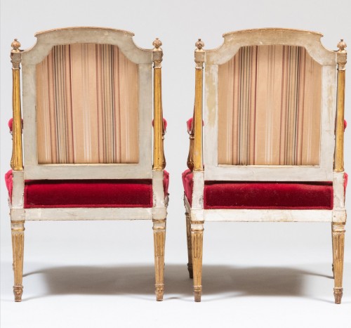 Pair of Louis XVI, Ormolu-Mounted, Carved, Painted and Parcel-Gilt, Velvet  - Louis XVI