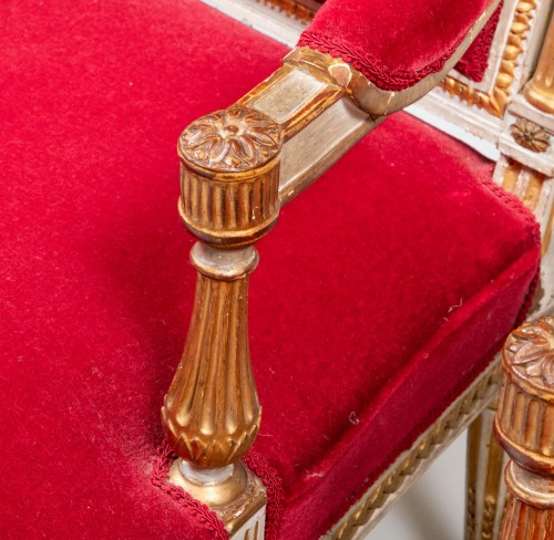 Antiquités - Paire de fauteuils a la Reine d'epoque Louis XVI