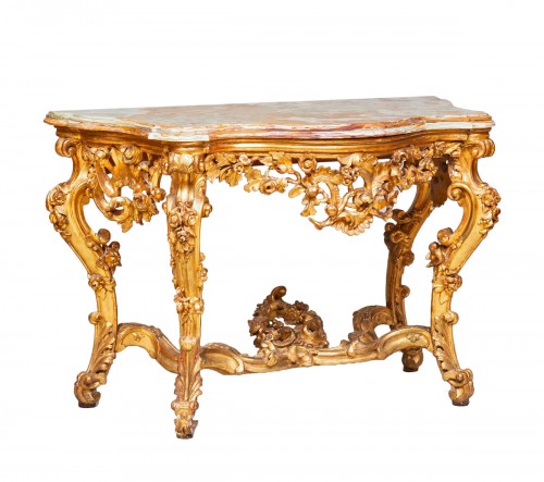 Italian Rococo Carved Giltwood Console Table
