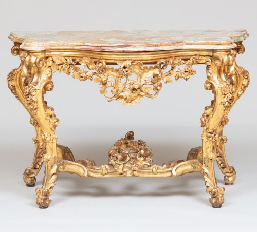 Italian Rococo Carved Giltwood Console Table - Furniture Style Louis XV