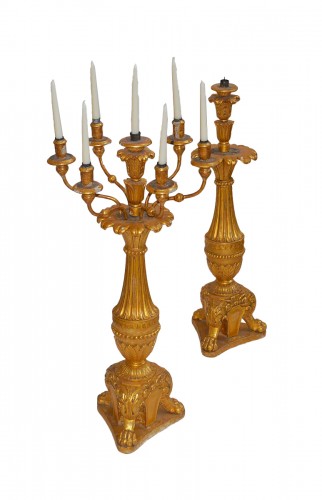 Pair of Italian, Neoclassical period candelabras