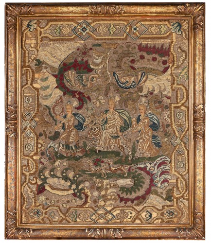 French, Baroque Period embroidered needlework panel