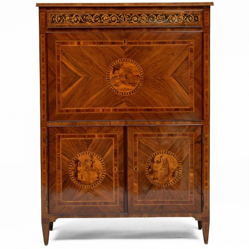 Secretaire a abbatant d’epoque neoclassique, Italie de Nord (Region Lombardie) - Mobilier Style Louis XVI
