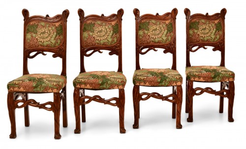 Matching set of eight, French, Art Nouveau Period dining chairs - Seating Style Art nouveau