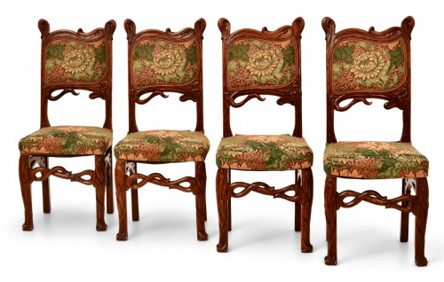 Seating  - Matching set of eight, French, Art Nouveau Period dining chairs