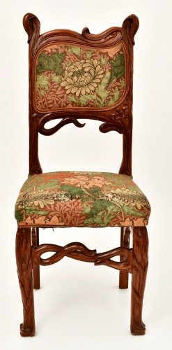 Matching set of eight, French, Art Nouveau Period dining chairs - 