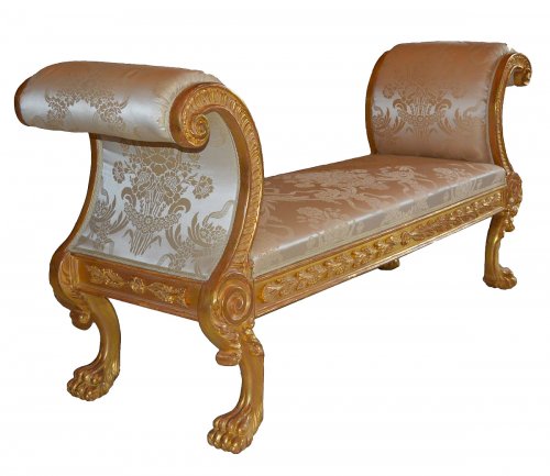 Paire de banquettes en bois doré d'epoque Regency