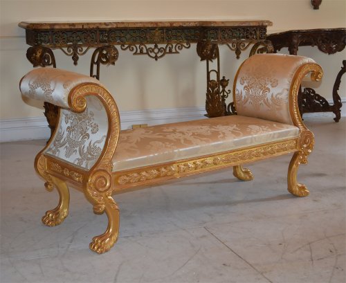 Paire de banquettes en bois doré d'epoque Regency - Sièges Style Empire