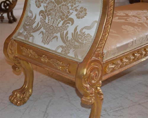 Paire de banquettes en bois doré d'epoque Regency - French Accents