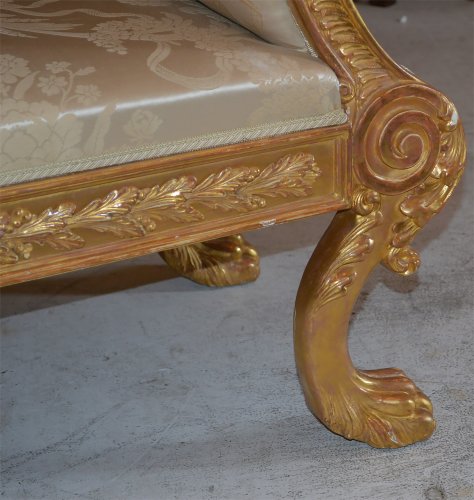 XIXe siècle - Paire de banquettes en bois doré d'epoque Regency