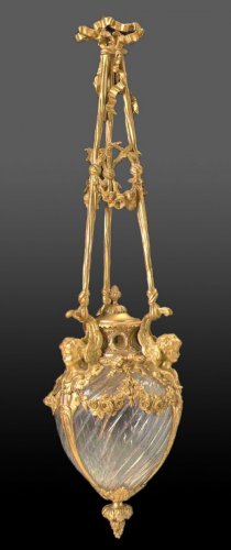 Lanterne en bronze doré et cristal de Baccarat - Luminaires Style Napoléon III