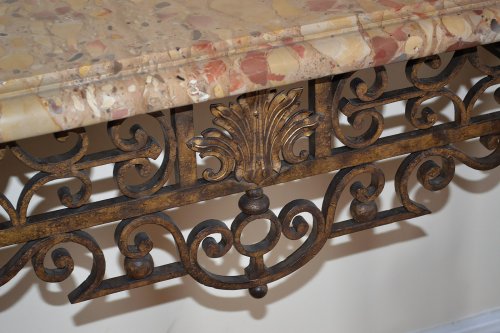 20th century - Pair of French, Louis XIV style, wrought-iron consoles