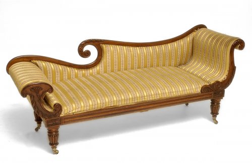 William IV period, carved mahogany recamier