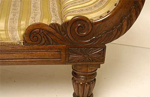 Seating  - William IV period, carved mahogany recamier