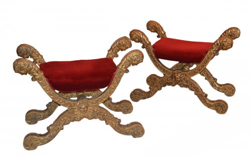 Pair of Italian, Empire period curule seats