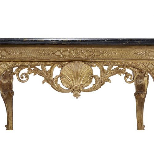 French Régence giltwood table with nero antico marble top - Furniture Style French Regence