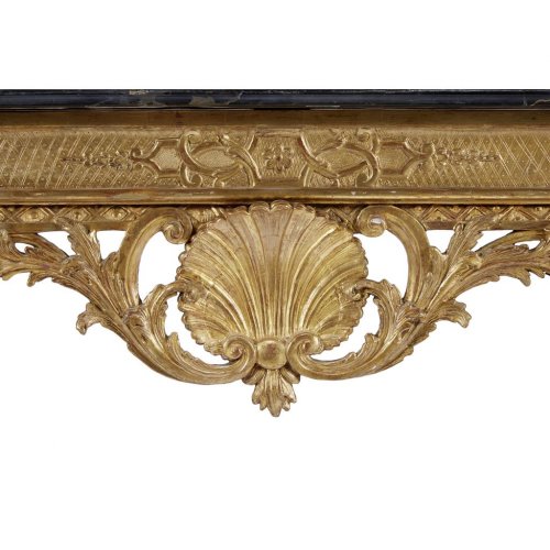 Furniture  - French Régence giltwood table with nero antico marble top