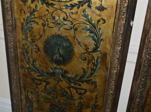 Italian, Regence Period, gilt and polychrome-painted six-panel screen - French Regence