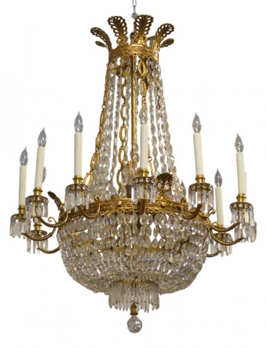 French, Charles X style, bronze d&#039;ore and cut crystal chandelier