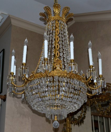 French, Charles X style, bronze d&#039;ore and cut crystal chandelier - Lighting Style 
