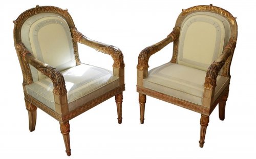 Pair of Northern Italian, Neoclassical period fauteuils