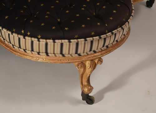 English, George IV period, giltwood and upholstered confidante - Seating Style Restauration - Charles X