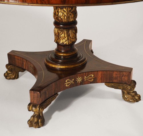 Furniture  - English Regency period, rosewood and brass-inlaid center table