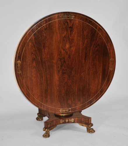 Empire - English Regency period, rosewood and brass-inlaid center table