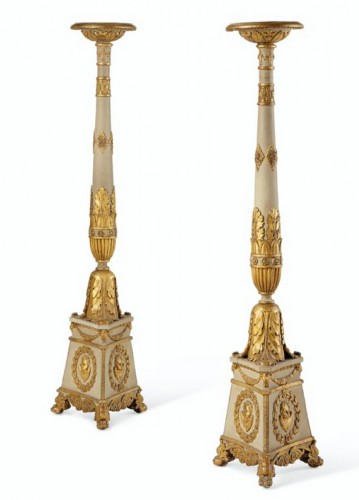 Pair of Italian, Neoclassical period Torcheres