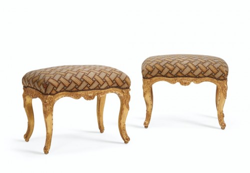 Pair of Northern European, Louis XV period, tabourets