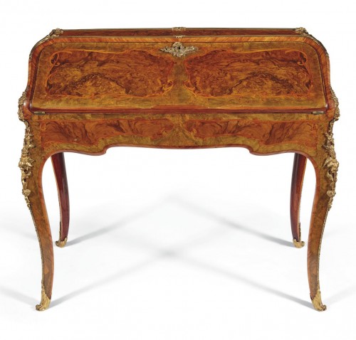 French, marquetry-inlaid bureau de pente - Furniture Style Louis XV