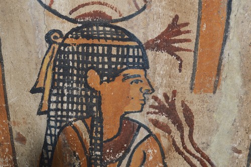 Paneau de Sarcophage Egyptian d'epoque Ptolemaic - Archéologie Style 
