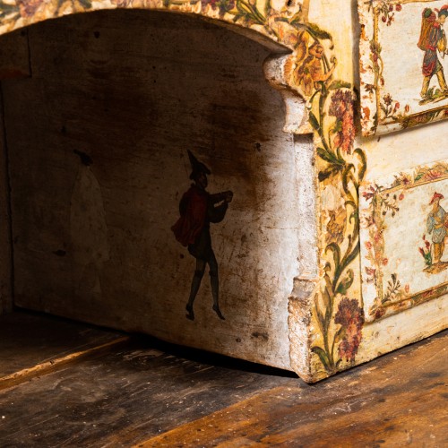 Commode scribanne en lacca povera  d’epoque Louis XV, Italie - Louis XV