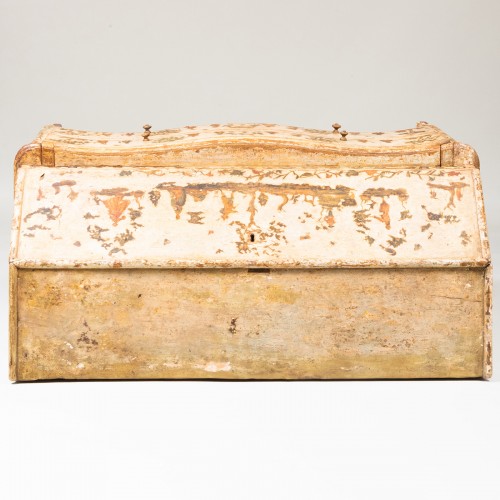 Antiquités - Commode scribanne en lacca povera  d’epoque Louis XV, Italie
