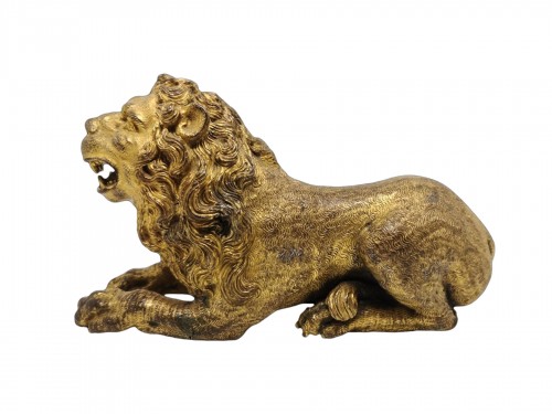 Lion Renaissance en bronze doré, Augsbourg XVIe siècle
