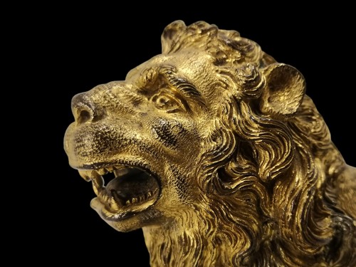 Sculpture Sculpture en Bronze - Lion Renaissance en bronze doré, Augsbourg XVIe siècle