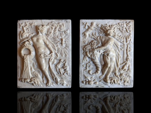 Allegories of Water and Earth in marble, circa 1600 - Sculpture Style Renaissance