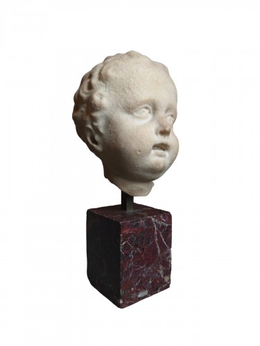 Renaissance head of a child in marble, 16-17th century