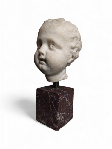 Sculpture Sculpture en Marbre - Tête d'enfant Renaissance en marbre, 16e-17e siècle