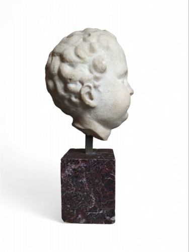 Renaissance head of a child in marble, 16-17th century - 