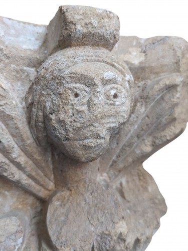 Capital with head decoration, 13th–14th century - 