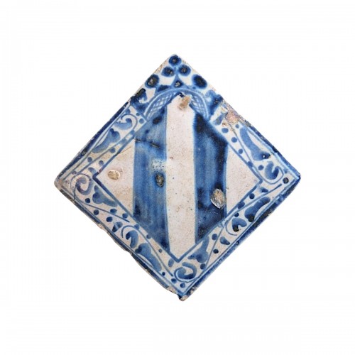 Carreau gothique au blason de Valencia, Manises 1400-1450