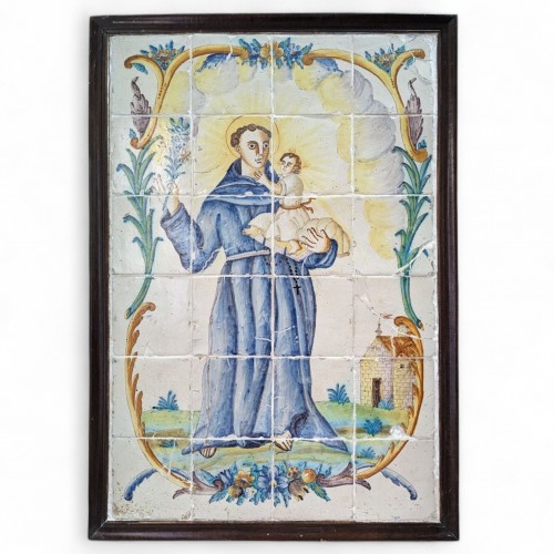 Panneau de carreaux avec Saint Antoine de Padoue, Valence c. 1760-1770