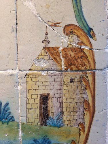 Panneau de carreaux avec Saint Antoine de Padoue, Valence c. 1760-1770 - Céramiques, Porcelaines Style Louis XV