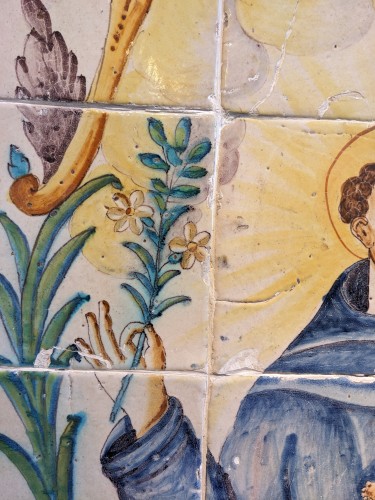 Panneau de carreaux avec Saint Antoine de Padoue, Valence c. 1760-1770 - Galerie Noël Ribes