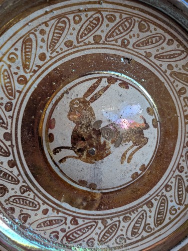 Céramiques, Porcelaines  - Grand plat hispano-mauresque à reflets métalliques, Espagne XVIe siècle